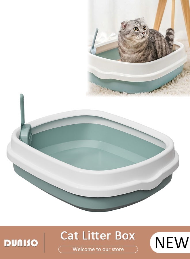 DUNISO Detachable Cat Litter Box Anti-Splashing Waterproof Cat Toilet Collapsible Cat Toilet Sprint Cat Litter Tray With Rim Open Cat Potty Pan with Litter Cleaning Scoop Portable Cat Potty Pan  - Image 1