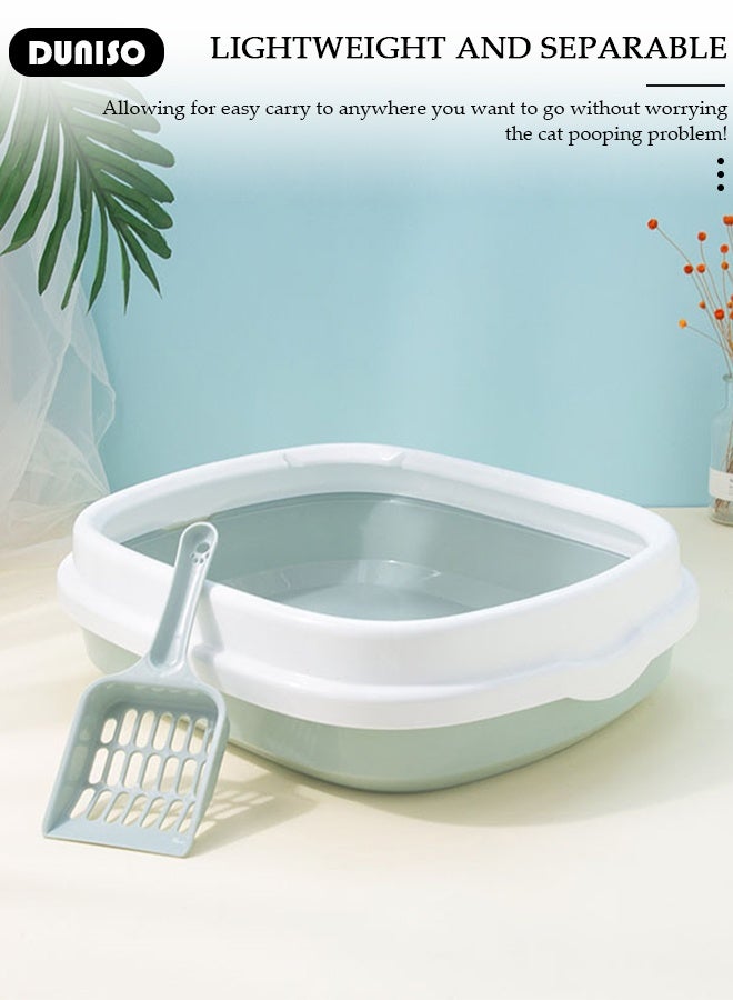 DUNISO Detachable Cat Litter Box Anti-Splashing Waterproof Cat Toilet Collapsible Cat Toilet Sprint Cat Litter Tray With Rim Open Cat Potty Pan with Litter Cleaning Scoop Portable Cat Potty Pan  - Image 3