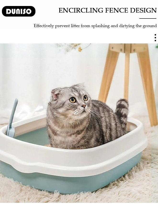 DUNISO Detachable Cat Litter Box Anti-Splashing Waterproof Cat Toilet Collapsible Cat Toilet Sprint Cat Litter Tray With Rim Open Cat Potty Pan with Litter Cleaning Scoop Portable Cat Potty Pan  - Image 4