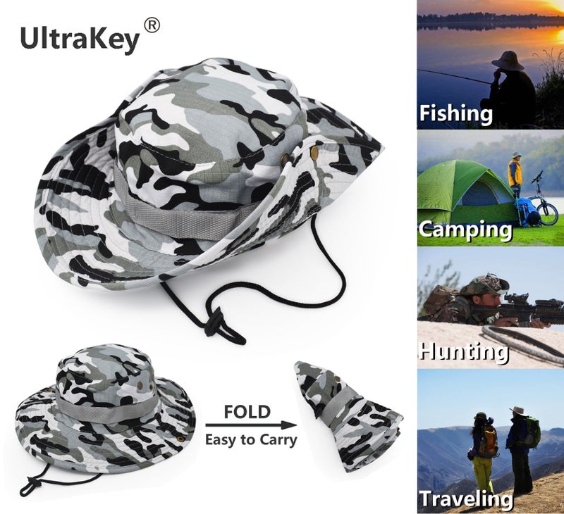 UltraKey Outdoor Wide Brim Sun Protect Hat, Classic US Combat Army Style Bush Jungle Sun Cap for Fishing Hunting Camping 23 - Image 2