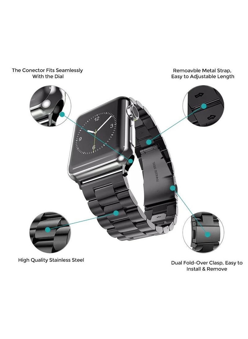 JAJEEK Stainless Steel Strap for iWatch 49mm, 46mm, 45mm, 44mm, 42mm – Silver Metal Replacement Band for Apple Watch Ultra 3, Ultra 2, Ultra, Series 10, 9, 8, 7, SE, 6, 5, 4, 3, 2, 1 – Durable, Adjustable, Stylish Design - Image 2