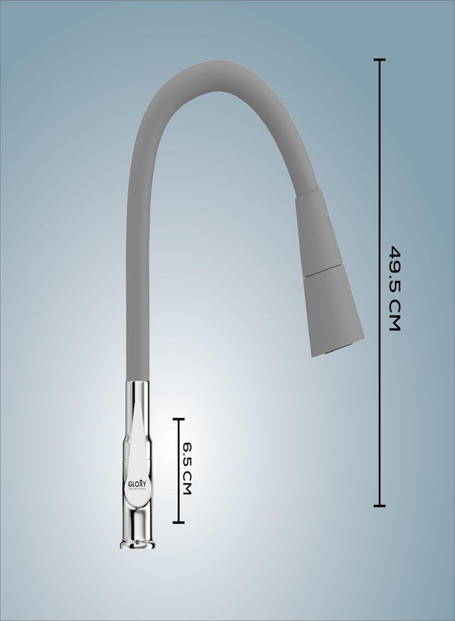 Gloxy Kitchen Wash Basin Tap with Chrome Finished Leak Proof Nano Lever - 20 Inch Grey Flexible Splash-Free Silicone Spout & Dual Water Flow Nozzle - Image 2