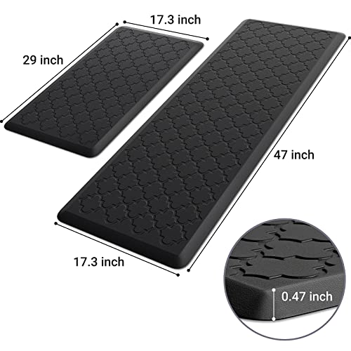 SoftDuo Kitchen Mat [2 PCS] Cushioned Anti-Fatigue Floor Mat, Waterproof Non-Skid Ergonomic Comfort Foam Rugs, Standing Mat for Kitchen, Floor,Office, Sink, Laundry(Black) - Image 2