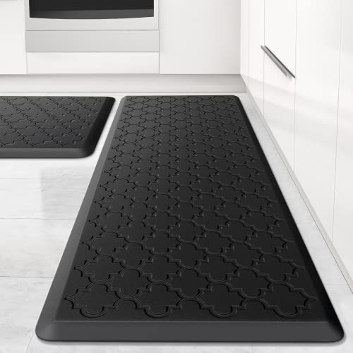 SoftDuo Kitchen Mat [2 PCS] Cushioned Anti-Fatigue Floor Mat, Waterproof Non-Skid Ergonomic Comfort Foam Rugs, Standing Mat for Kitchen, Floor,Office, Sink, Laundry(Black) - Image 1