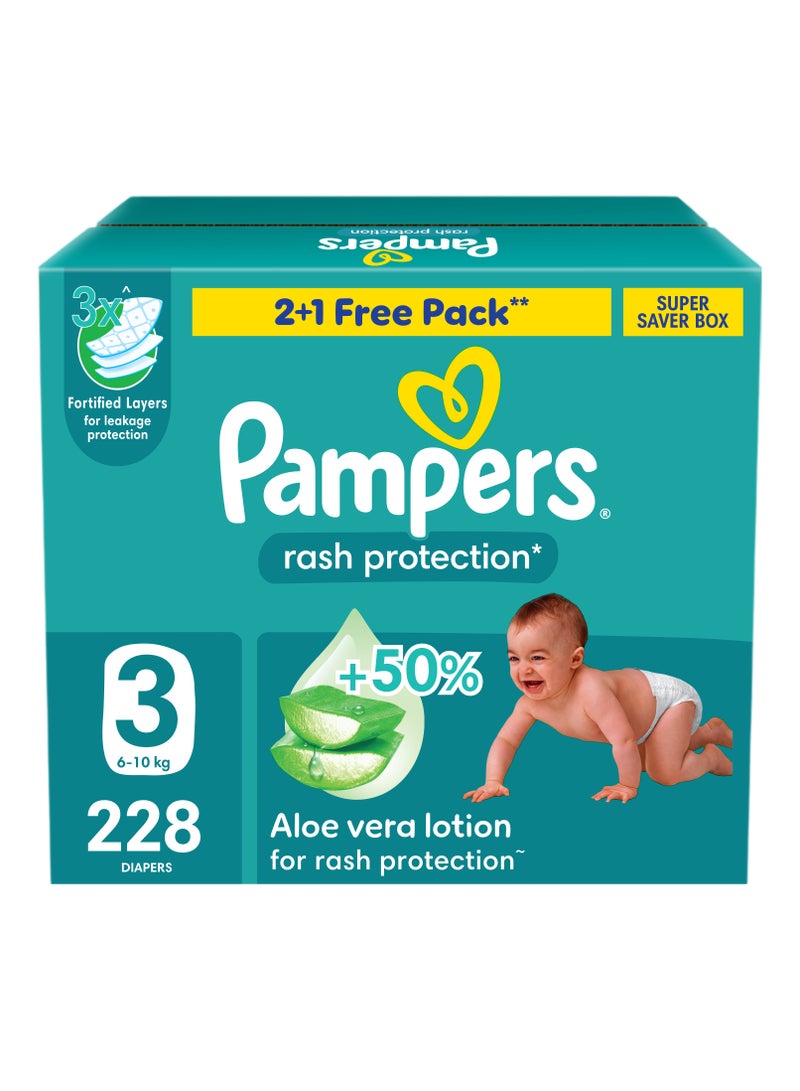 بامبرز حماية الطفح الجلدي مقاس 3 مع شريط 6-10 كجم صندوق توفير كبير - Image 1