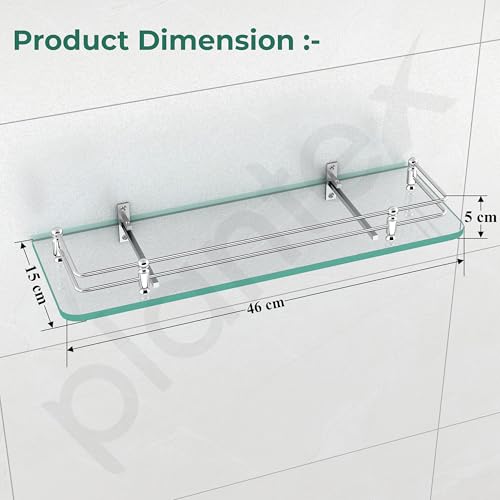 Plantex Premium Transparent Glass Shelf for Bathroom/Kitchen/Living Room - Bathroom Accessories (Polished, 18x6 Inches) - Pack of 2 - Image 4