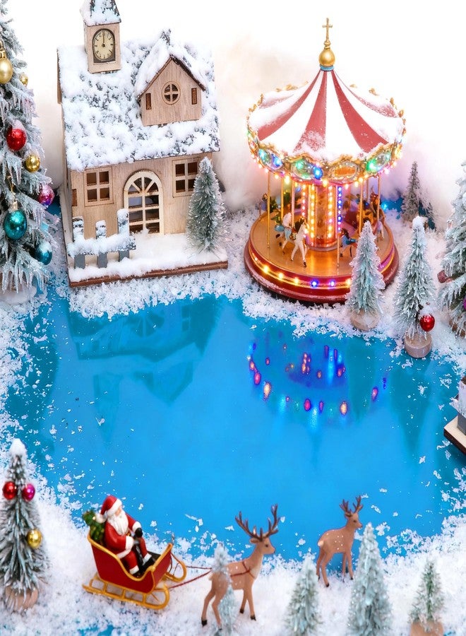 Wehhbtye 59'' x 15.7'' Christmas Village Ocean Display Mat, Christmas Village Miniature Ocean Mat, Xmas Villages PVC Pad Decoration for Holiday Mini Landscape Scene Accessories (Light Blue) - Image 5