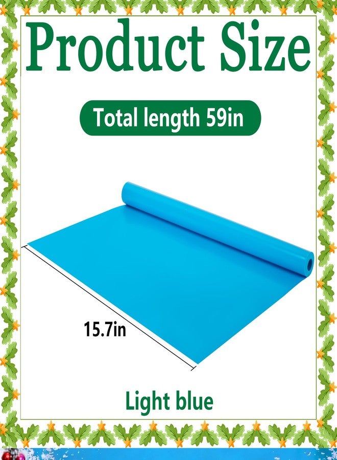 Wehhbtye 59'' x 15.7'' Christmas Village Ocean Display Mat, Christmas Village Miniature Ocean Mat, Xmas Villages PVC Pad Decoration for Holiday Mini Landscape Scene Accessories (Light Blue) - Image 2