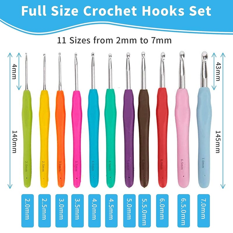 RangTeq Bamboo Crochet Hooks 32 Pcs Crochet Hooks Set With Storage Case,Ergonomic Handle Crochet Hook For Arthritic Hands, Comfortable Smooth Needles With Stitch Markers, Multicolor - Image 2
