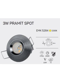 En Parlak Brightest Emk 5284 3W Pramit Spot 3000K Daylight Light  - Image 2