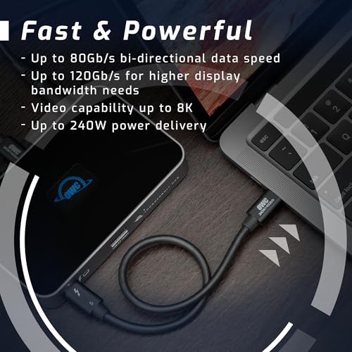 OWC 0.8M Thunderbolt 5 (USB-C) Cable,up to 80Gb/s of bi-Directional Data Speed, up to 120Gb/s for Higher Display Bandwidth, 240W - Image 3
