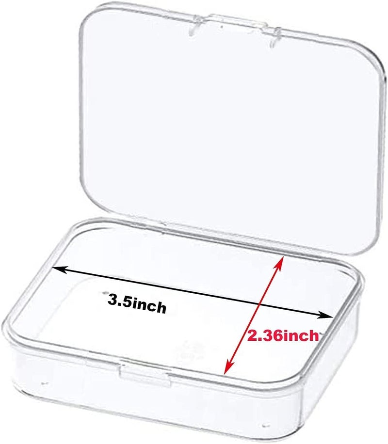 MFDSJ 6 Pcs Mini Plastic Storage Containers Box with Lid, 3.5x2.4 Inches Clear Rectangle Box for Collecting Small Items, Beads, Game Pieces, Business Cards, Crafts Accessories - Image 2