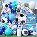 Biapian Soccer Balloon Arch Kit with 4D Football Foil Balloons Royal Blue White Metallic Silver Latex Balloons for Baby Shower Birthday Soccer Football Party Decorations - Image 3