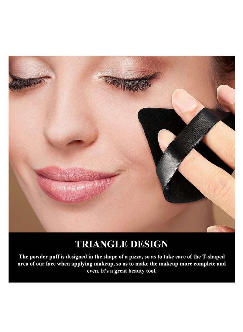 Excefore Pure Powder Puff Face Triangle Soft Makeup Powder Puff for Loose Powder Mineral Powder Body Powder Makeup Tool with Strap (Black - 10 Pcs) - Image 3