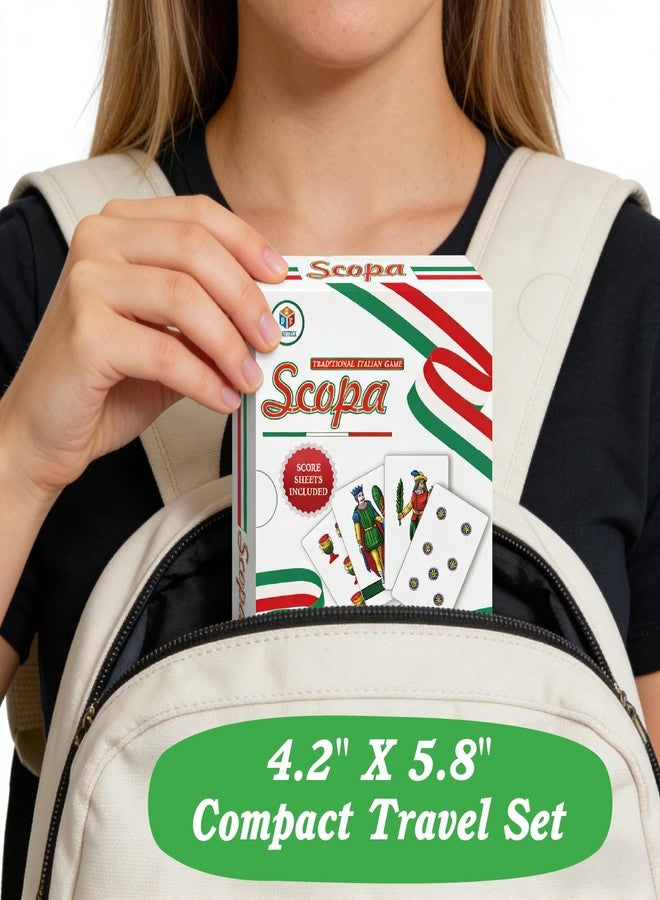 EDUMAETRIX Scopa Classic Italian Card Game with 2 Playing Decks, 100 Double-Sided Score Sheets, 2-6 Players, Family Strategy Game - Image 4