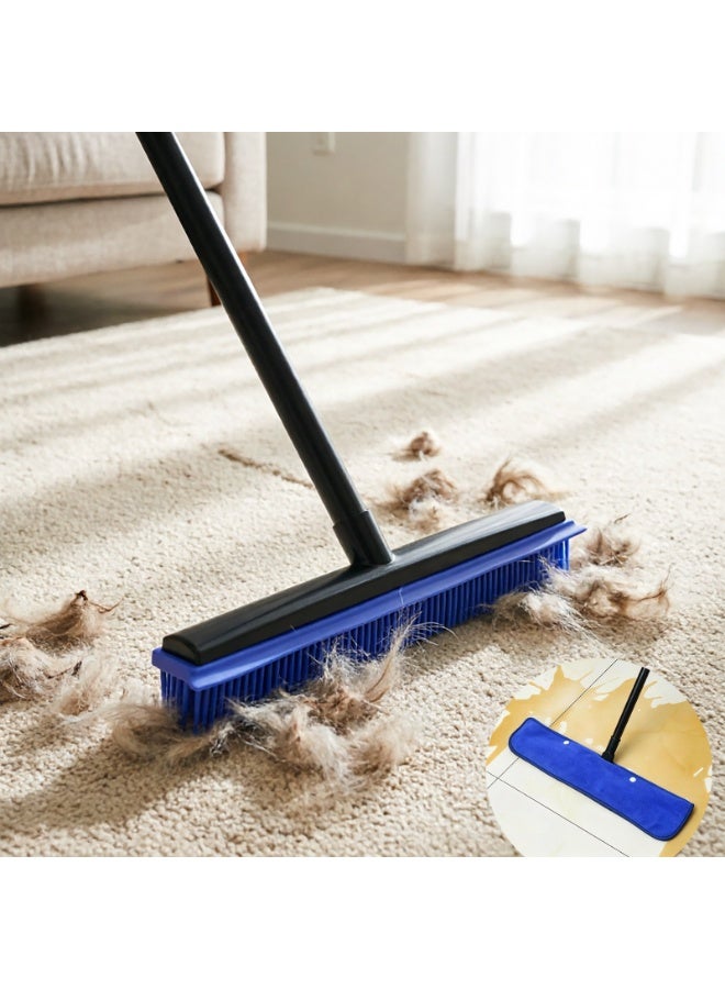 YY-Recheer Pet Hair Removal Broom with Rubber Bristle, Floor Cleaning Kit with Adjustable Handle & Detachable Microfibre Cloth - Image 1