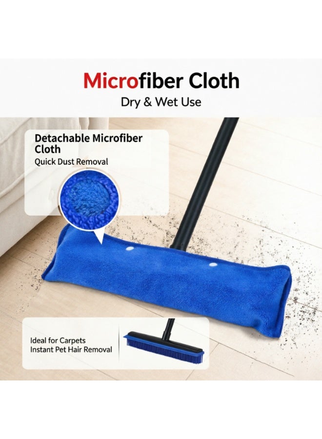 YY-Recheer Pet Hair Removal Broom with Rubber Bristle, Floor Cleaning Kit with Adjustable Handle & Detachable Microfibre Cloth - Image 4