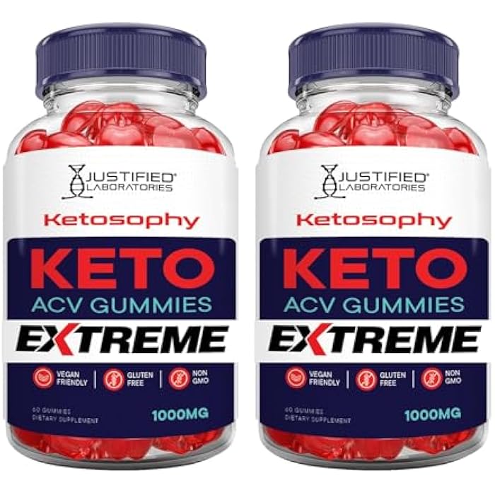Justified Laboratories (2 Pack Ketosophy Keto ACV Gummies Extreme 2000MG Ketosophy Keto Gummies Advanced Formula Apple Cider Vinegar with Pomegranate Beet Juice Powder B12 Vegan Non GMO 120 Gummys - Image 1