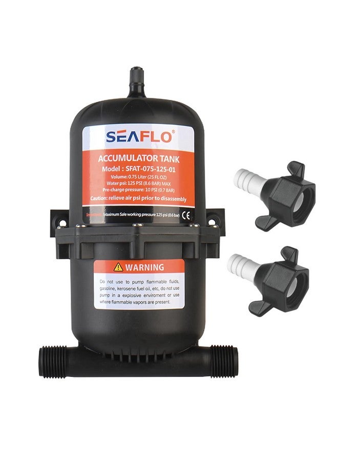 سيفلو مضخة مياه SEAFLO للتحكم في تدفق المياه مع خزان تجميع داخلي - ١٢٥ رطل/بوصة مربعة، ٢٣.٥ أونصة (٠.٧٥ لتر) | يقلل من دورات المضخة ويسهل تدفق المياه للأنظمة البحرية، والمركبات الترفيهية، والأنظمة غير المتصلة بالشبكة - Image 1