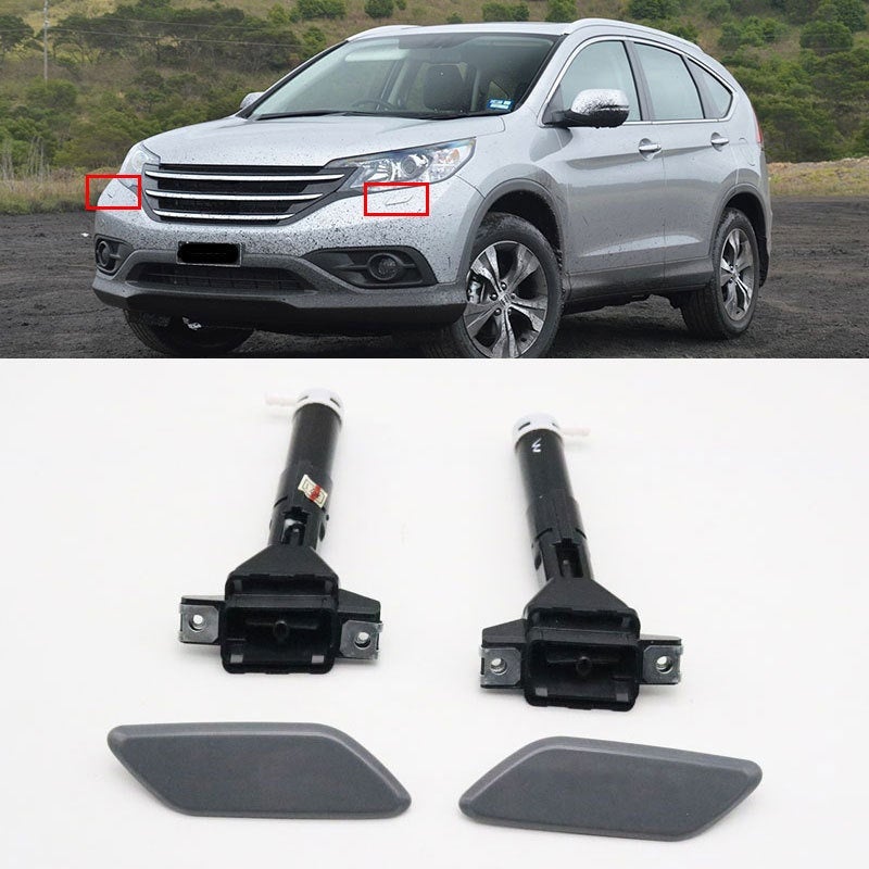 Headlight Washer Nozzle Cover: Black Durable Plastic Replacement Part - Compatible With Honda CRV Asia RM1/2/3/4 2012-2014 And CRV Euro RE 2007-2011 For Front Left Front Right Vehicle Lighting Install - Image 1