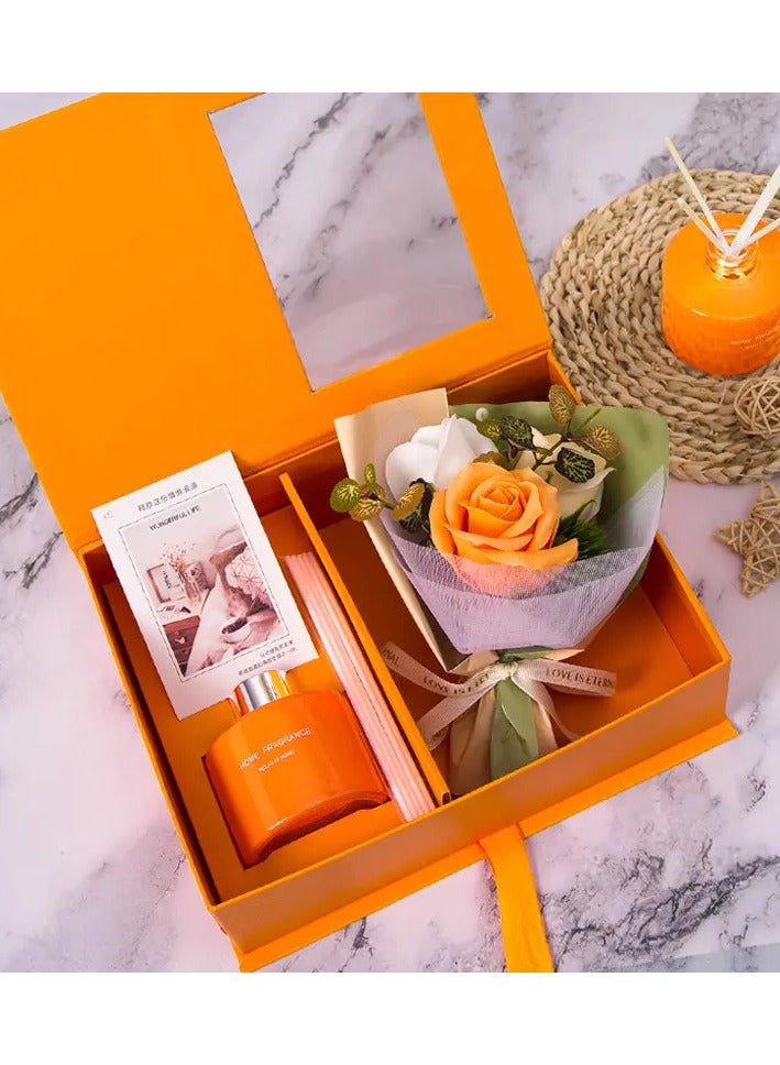 Gifts for Women for Birthday Women's Day Mother's Day,BOUQUET Gifts for Women,A Bottle Of Home Fragrance And Sticks Gift Set for Women With luxurious Box