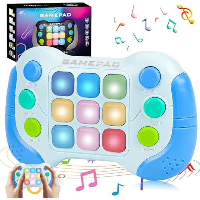 HANDHELD GAME CONSOLE, QUICK PUSH GAME FIDGET TOYS FOR CHILDREN ADULTS, POP GAME ELECTRONIC GAME ANTI-STRESS TOY GIFTS FOR KIDS (BLUE) - Image 1