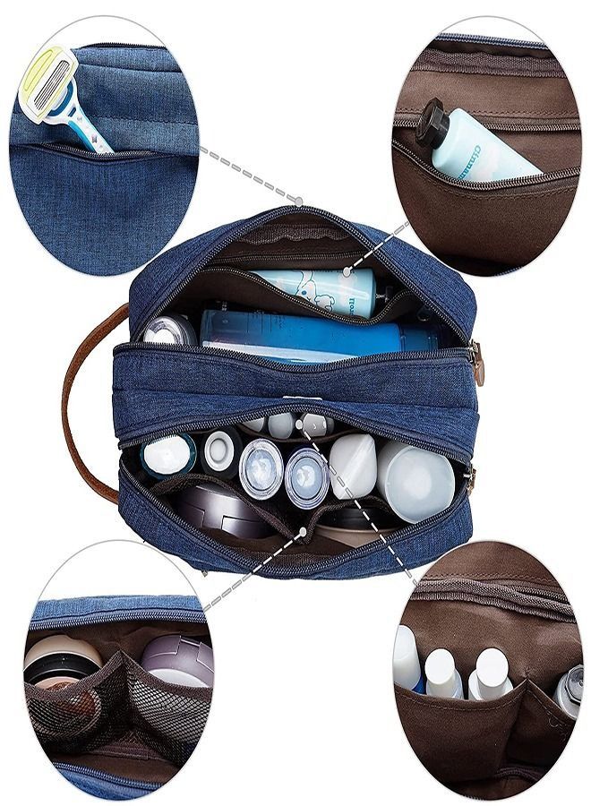 Travel Toiletry Bag for Women and Men, Large-capacity Waterproof Oxford Cloth Organizer Cosmetic Bag, Foldable Hanging Travel Double-layer Storage Bag, Travel Shaving Bag Cosmetics Bags (Blue)  - Image 5