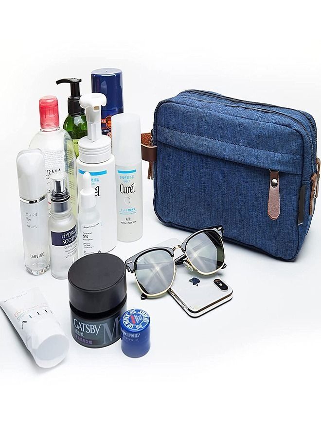 Travel Toiletry Bag for Women and Men, Large-capacity Waterproof Oxford Cloth Organizer Cosmetic Bag, Foldable Hanging Travel Double-layer Storage Bag, Travel Shaving Bag Cosmetics Bags (Blue)  - Image 3