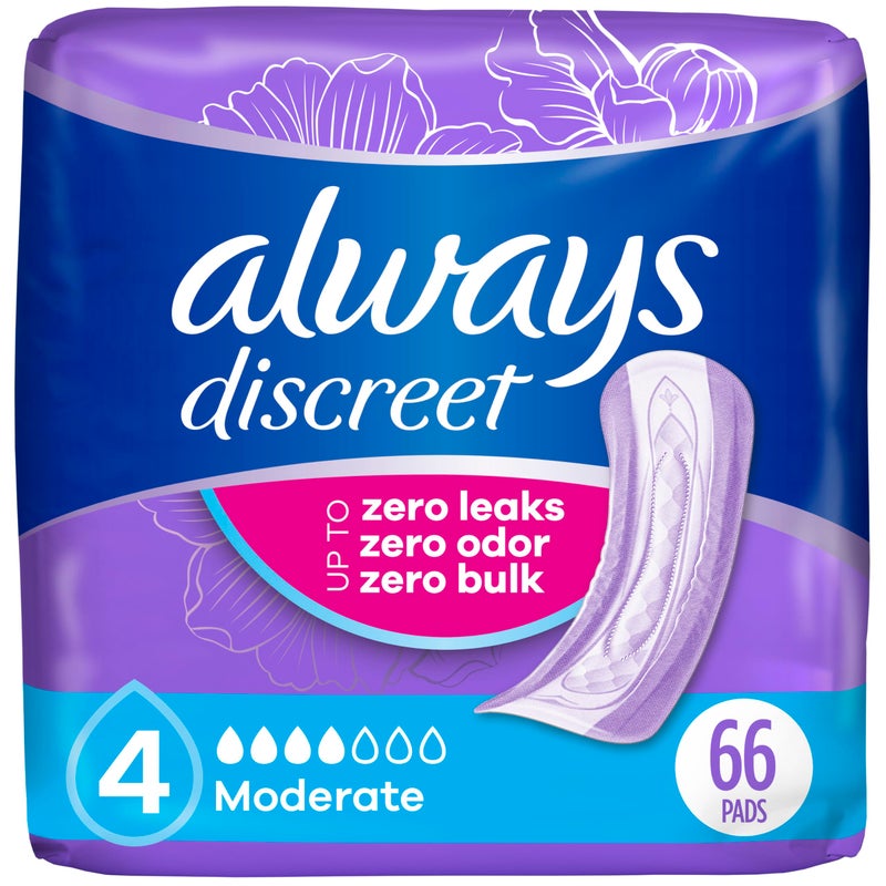 Always Discreet Adult Incontinence Pads for Women Extra Heavy Absorbency Regular Length Postpartum Pads 66 Count - Image 3