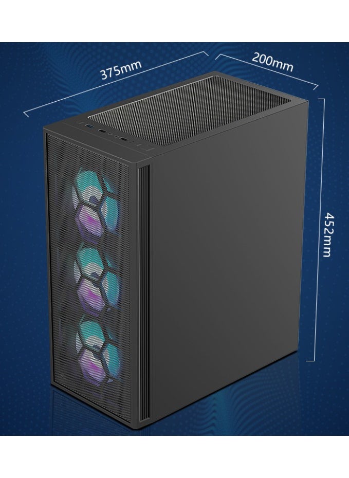 Generic Pre-Installed 6 × 120mm PWM ARGB Fan, ATX Mid Tower PC Case, Computer case with Panoramic View Tempered Glass Front & Side Panel, Type C Port, Gaming PC Case, Black  - Image 5