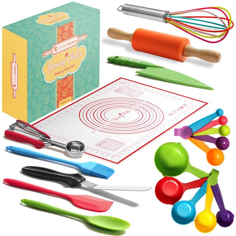 Young Chefs Cooking and Baking Set for Kids 19 Pieces Real Baking Set Giftable Sets for Girls and Boys Kids Cooking Sets Real 812 Years