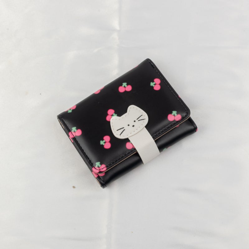 Leather Flip Wallet & Card Holder with Multiple Pockets - Black - Image 1