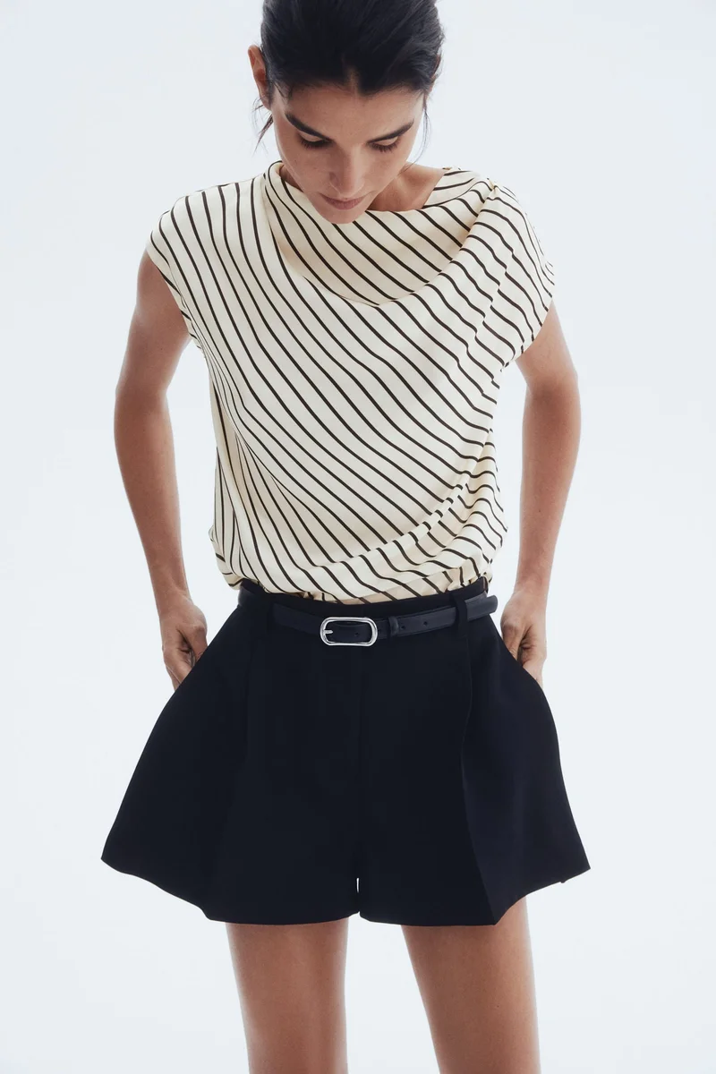 H&M Cap-sleeved satin blouse