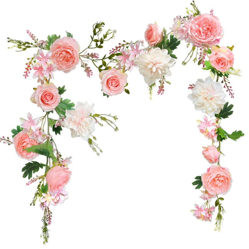 Blush Peony Flowers OrgMemory Rose Flower Vine Light Pink Flower Garland 6 Floral Garland for Wedding Decor Home Table Runner Mantle Decoration