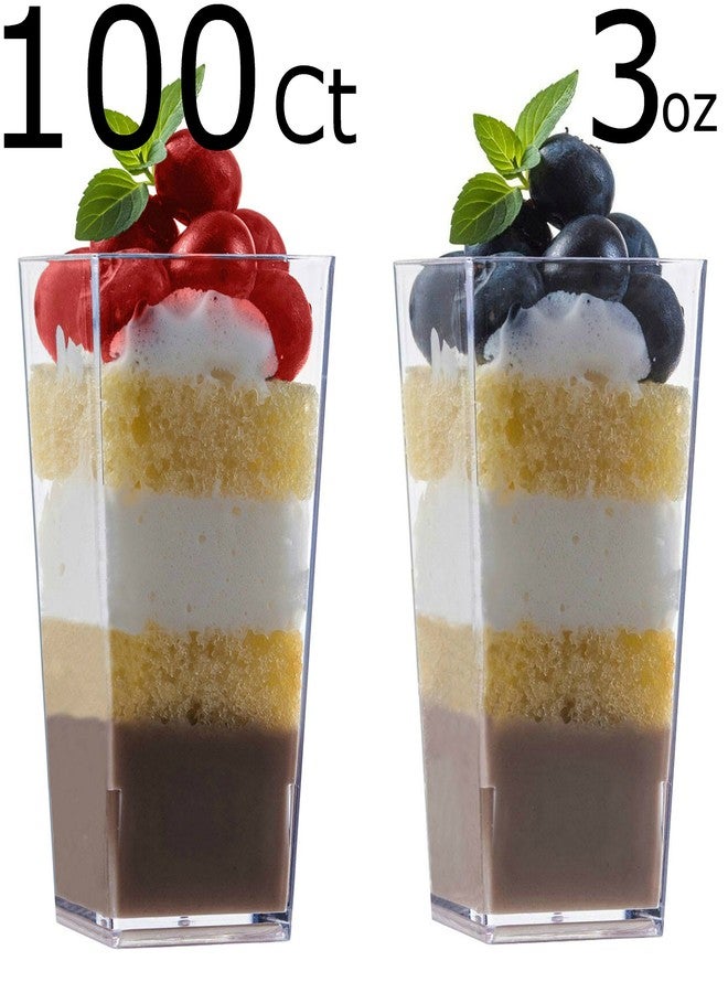 Zappy Tall Square Mini Dessert Cups - Plastic Tasting Shot Glasses, 3oz Each (100 Count) - Image 2