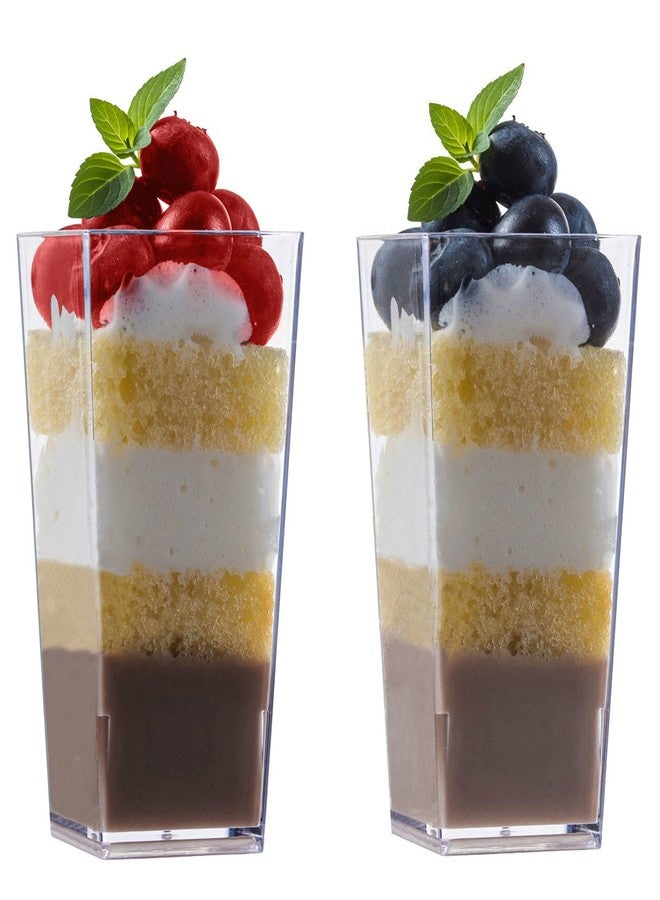 Zappy Tall Square Mini Dessert Cups - Plastic Tasting Shot Glasses, 3oz Each (100 Count) - Image 5