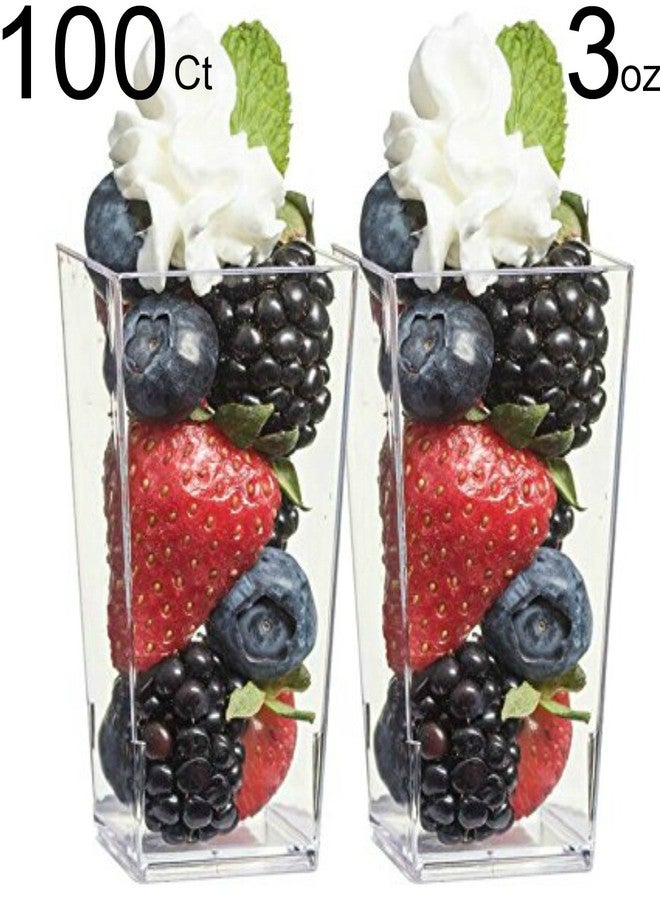 Zappy Tall Square Mini Dessert Cups - Plastic Tasting Shot Glasses, 3oz Each (100 Count) - Image 4