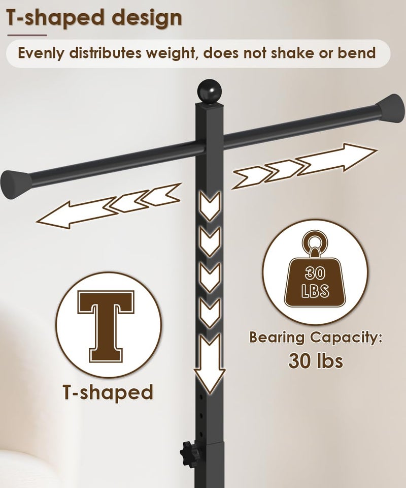 Ansionsol 42-48 Inch Adjustable Height Shopping Bag Rack, Heavy Duty Metal T-shaped Grocery Bag Holder for Retail Stores, Large Bag Display Stand for Malls,Vendor,Boutique,Trade Show, 4 Arms,Black - Image 5