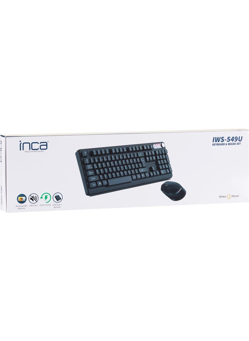 IWS-549U Rechargeable Silent Type-C Wireless Multimedia Keyboard Mouse Set