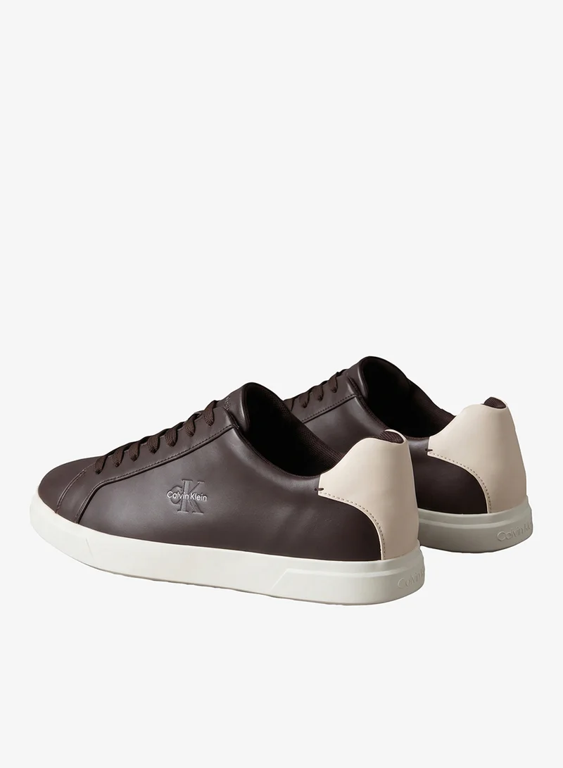 Calvin Klein Bordeaux/Light Cashew/Marshmallow Low Profile Leather Cupsole Sneakers for Men | Best Price UAE