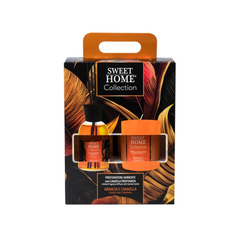 Sweet Home عطر المنزل الحلو 100 مل + شمعة زجاجية 280 جرام (برتقال وقرفة) | مجموعة عطرية دافئة وجذابة للمنزل | تجربة عطرية طويلة الأمد | هدية أنيقة للمنزل والمكتب - Image 3