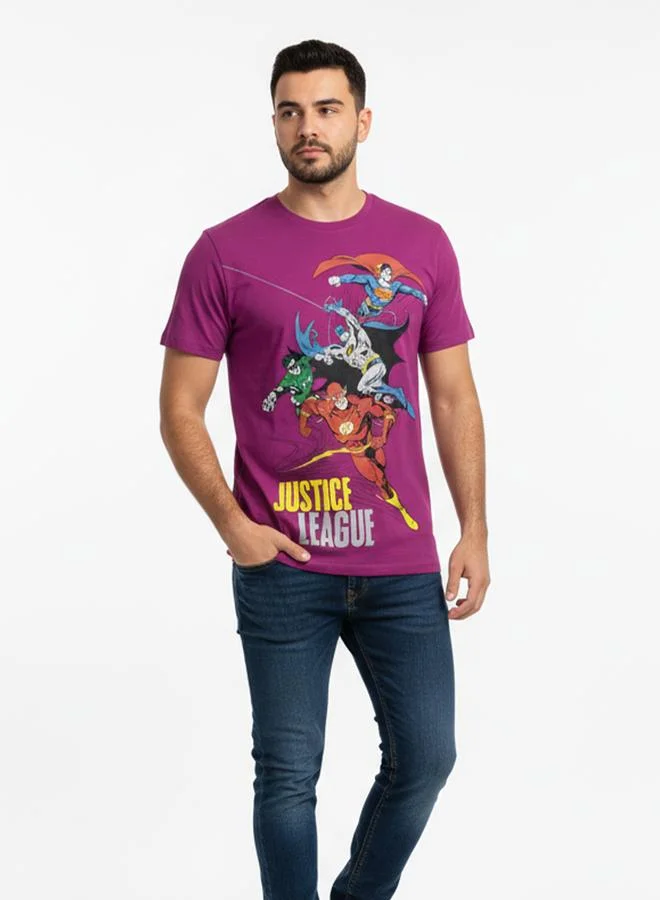 Take Two Men Purple Justice League Graphic T-Shirt