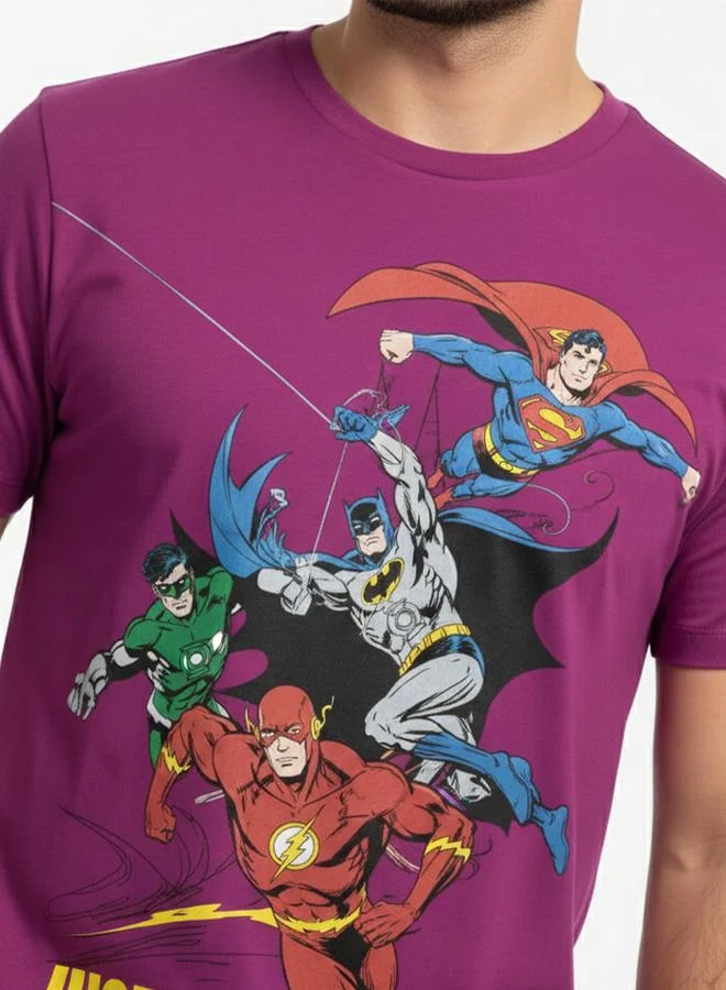 Take Two Men Purple Justice League Graphic T-Shirt