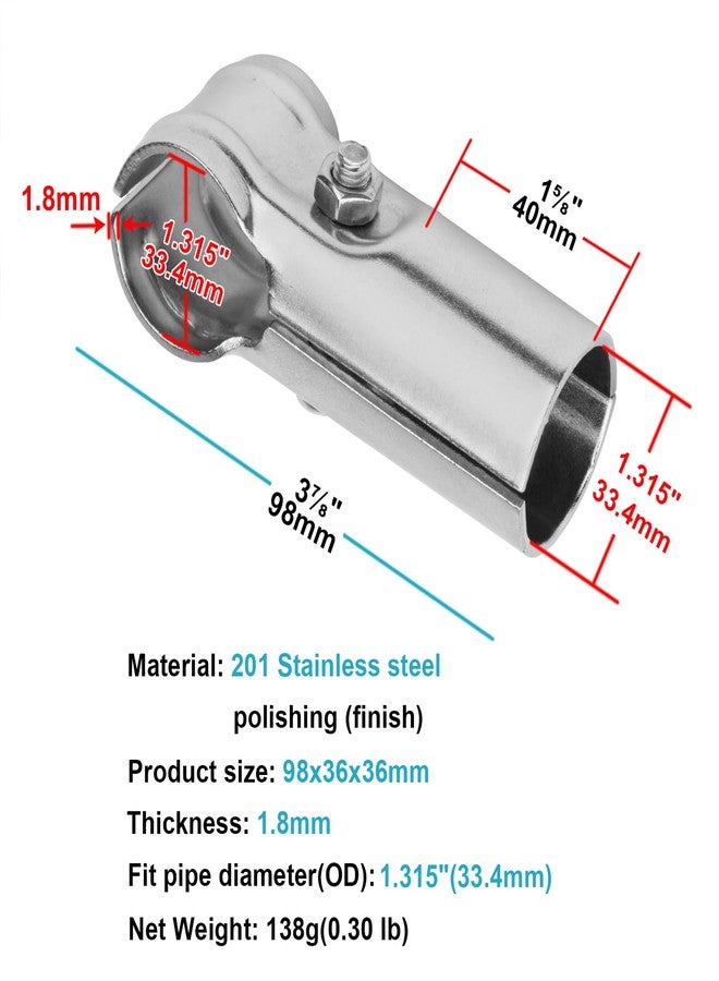 eoere 10 Sets T Pipe Connector for 1-3/8" x 1-3/8" Fence Pipe, Chain Link Fence Clamp, Stainless Steel - Image 3