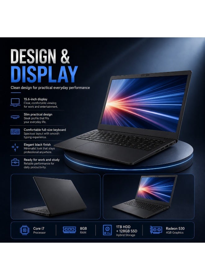 لابتوب أداء بشاشة 15.6 بوصة معالج Core i7 رام 8 جيجابايت هارد 1 تيرابايت SSD 128 جيجابايت وكارت شاشة 4 جيجابايت مع شنطة وماوس وحامل - Image 2
