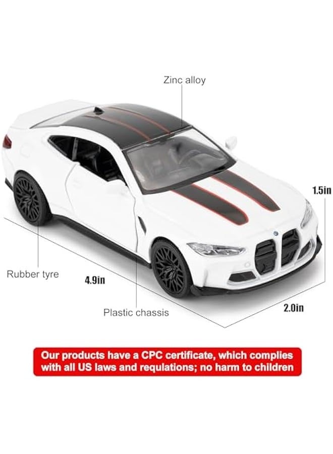 1/36 BMW M4 CSL Model Car, Alloy Toy Car with Pullback Function, Suitable for Collecting and Decorating Model Toys, Car Gifts for Boys and Girls (White) - Image 2