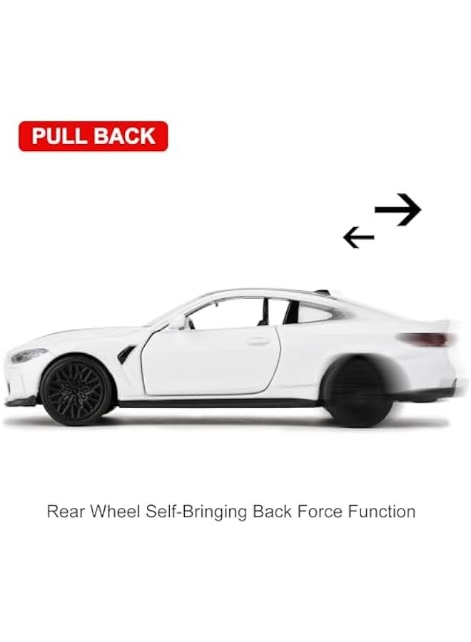 1/36 BMW M4 CSL Model Car, Alloy Toy Car with Pullback Function, Suitable for Collecting and Decorating Model Toys, Car Gifts for Boys and Girls (White) - Image 3
