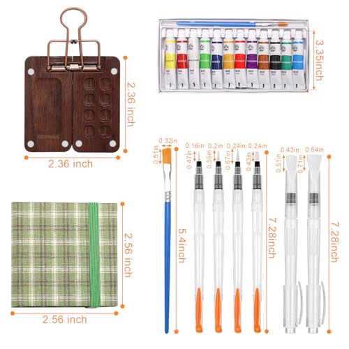 Boyistar Paint Palette Travel Kit, Mini Watercolor Paint Set, 2.36’’ Wooden Grid Paint Box for Painters Artists Students - Image 2