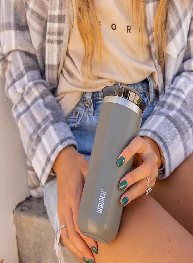 واكاكو كوب قهوة واكاكو أوكتاروما غراندي معزول بتفريغ الهواء، سعة 435 مل (15 أونصة سائلة)، كوب سفر مزدوج الجدار من الفولاذ المقاوم للصدأ مع غطاء للشرب، رمادي داكن - Image 5