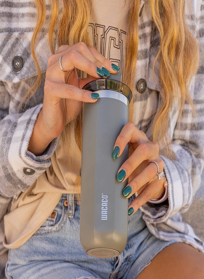 واكاكو كوب قهوة واكاكو أوكتاروما غراندي معزول بتفريغ الهواء، سعة 435 مل (15 أونصة سائلة)، كوب سفر مزدوج الجدار من الفولاذ المقاوم للصدأ مع غطاء للشرب، رمادي داكن - Image 3